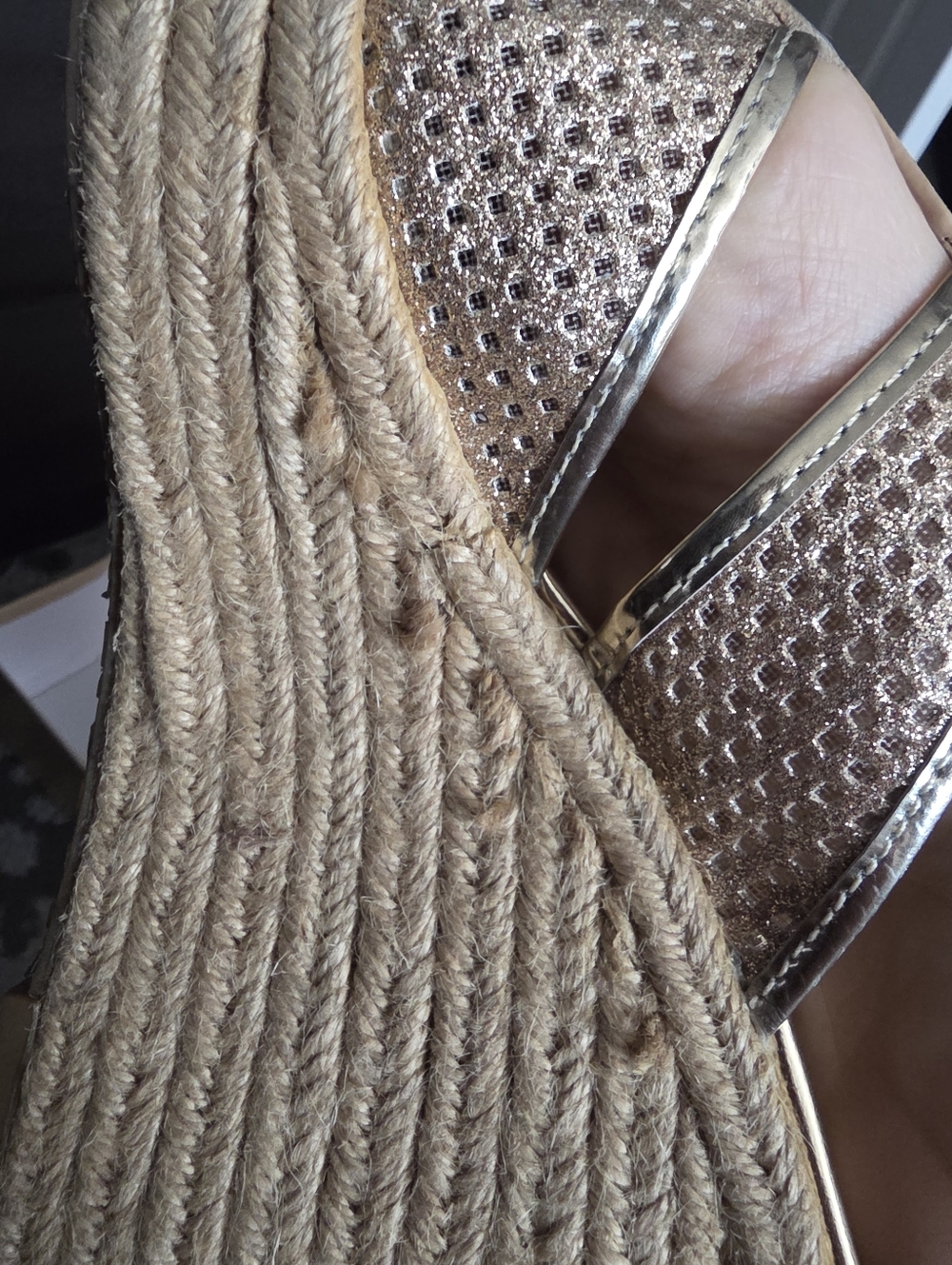 Michael Kors Damita Gold Metallic Espadrille Wedge Sandals - Picture 11 of 12